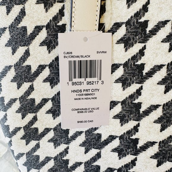 Coach City Tote with Houndstooth Print & Wristlet Set SV/Cream/Black NWT Women - Picture 7 of 10